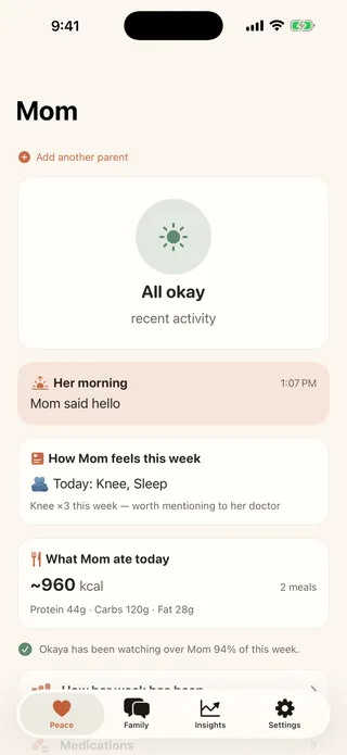 Okaya showing that Mum is okay this morning
