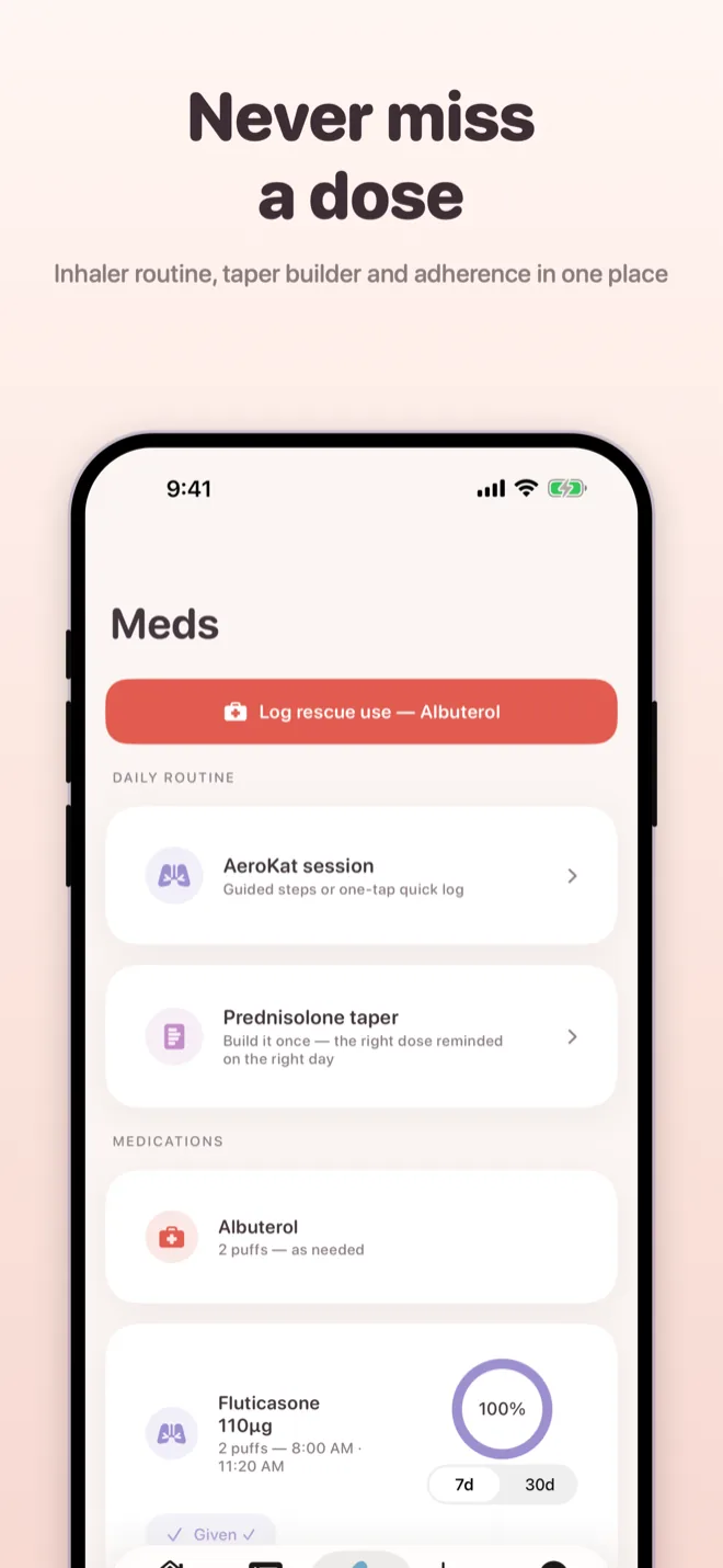 PawBreeze inhaler scheduler and session log