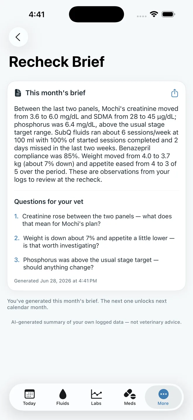 RenalPaw AI recheck brief screen